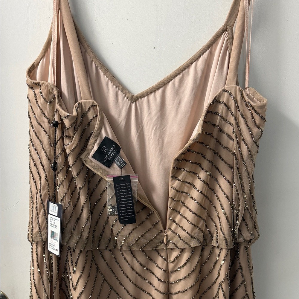 Adrianna Papell Nude Beaded Spaghetti Strap Mini Dress - Picture 8 of 8